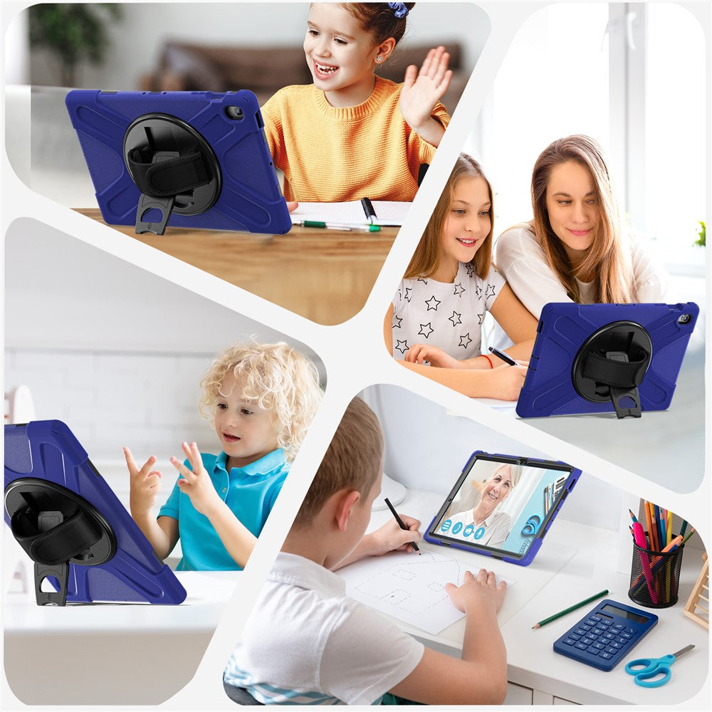 Til Samsung Galaxy Tab S10 FE+ SM-X620 / SM-X626B etui Roterbar støttefod PC+silikone håndrem tabletcover
