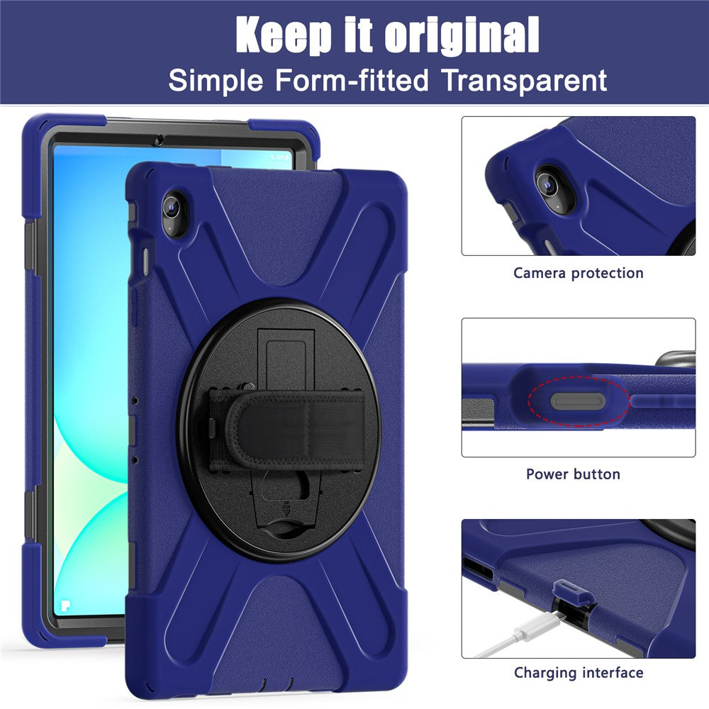 Til Samsung Galaxy Tab S10 FE+ SM-X620 / SM-X626B etui Roterbar støttefod PC+silikone håndrem tabletcover