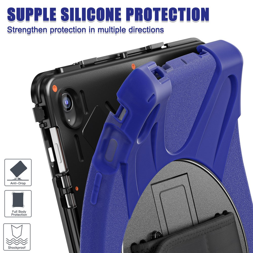 Til Samsung Galaxy Tab S10 FE+ SM-X620 / SM-X626B etui Roterbar støttefod PC+silikone håndrem tabletcover