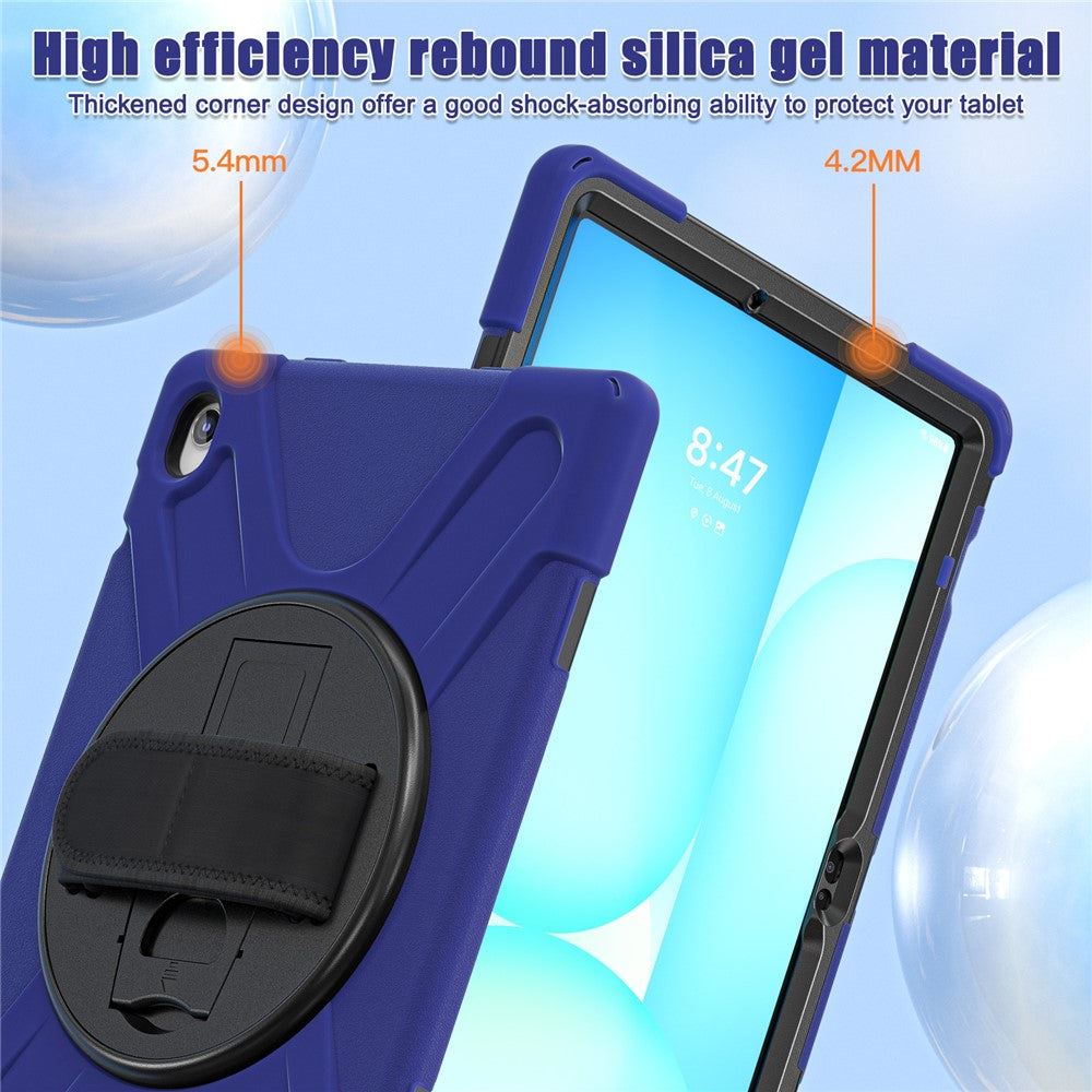 Til Samsung Galaxy Tab S10 FE+ SM-X620 / SM-X626B etui Roterbar støttefod PC+silikone håndrem tabletcover