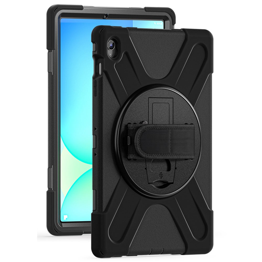 Til Samsung Galaxy Tab S10 FE+ SM-X620 / SM-X626B etui Roterbar støttefod PC+silikone håndrem tabletcover