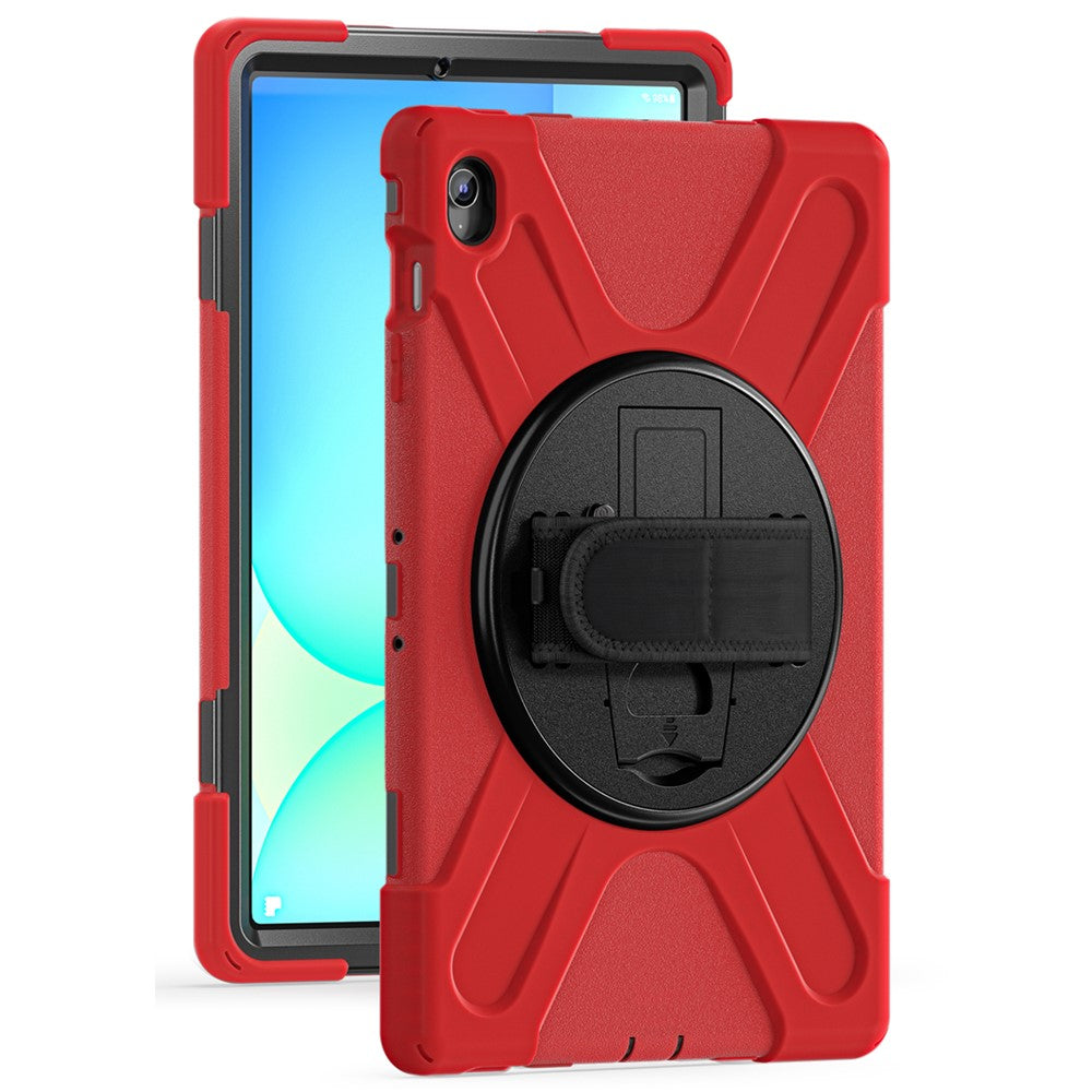 Til Samsung Galaxy Tab S10 FE+ SM-X620 / SM-X626B etui Roterbar støttefod PC+silikone håndrem tabletcover