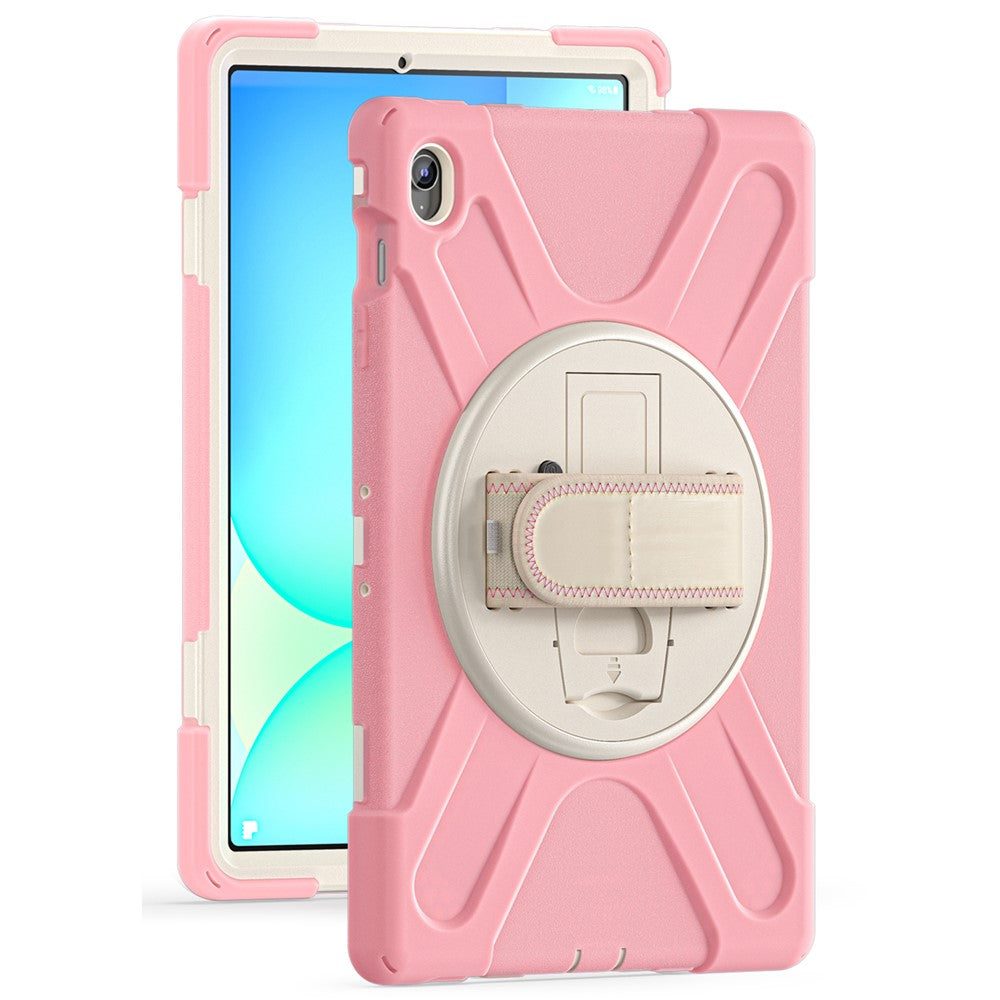 Til Samsung Galaxy Tab S10 FE+ SM-X620 / SM-X626B etui Roterbar støttefod PC+silikone håndrem tabletcover