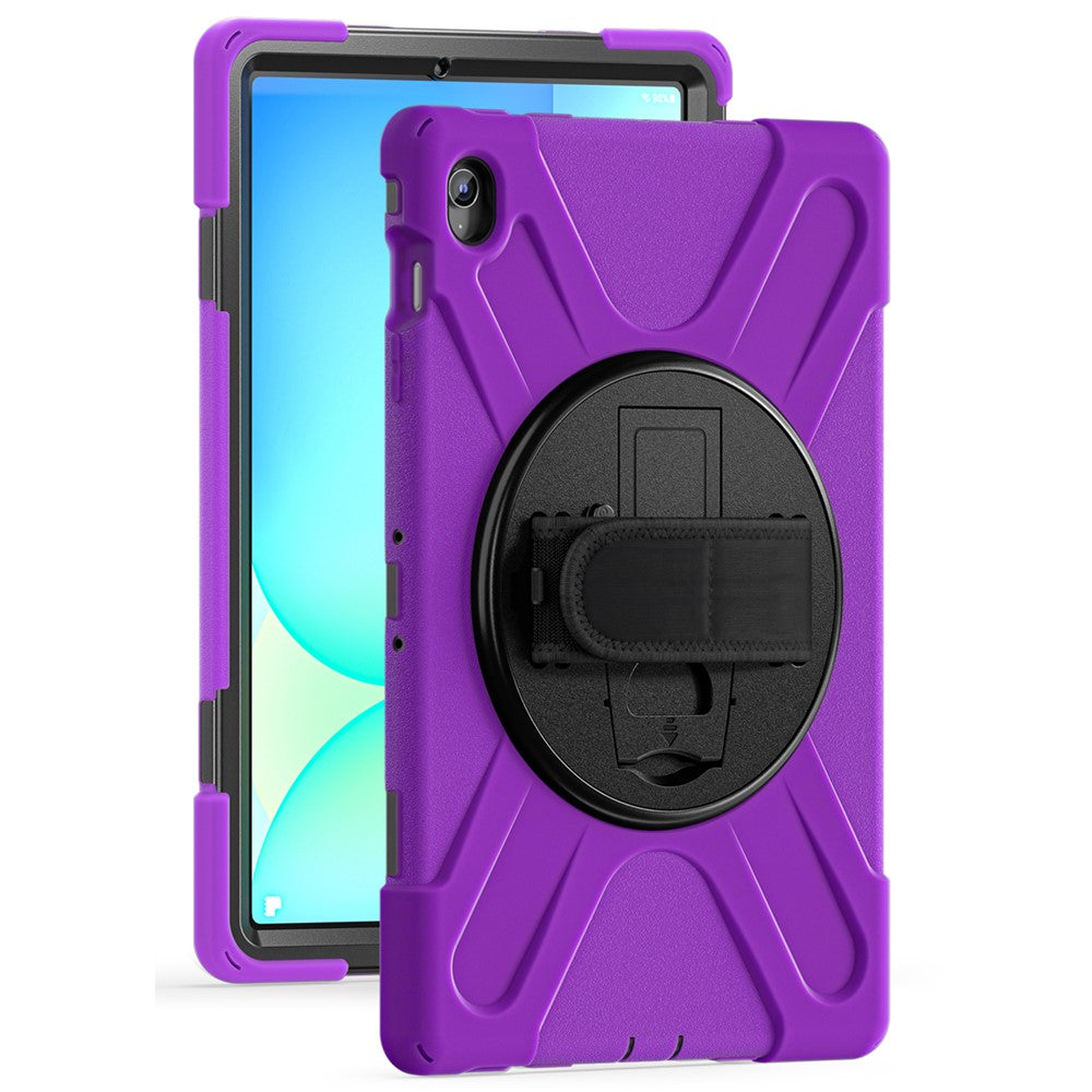 Til Samsung Galaxy Tab S10 FE+ SM-X620 / SM-X626B etui Roterbar støttefod PC+silikone håndrem tabletcover