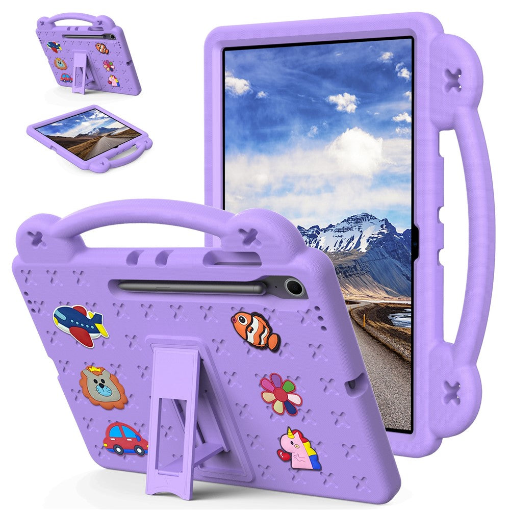Til Samsung Galaxy Tab S10 FE+ Cover Børne Tegneserie Mønstre Håndgreb Kickstand Tablet EVA Cover