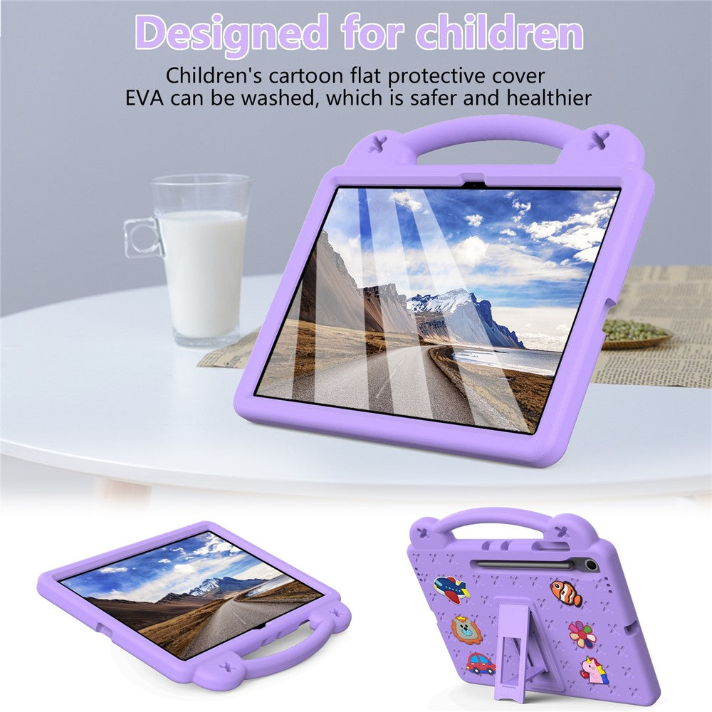 Til Samsung Galaxy Tab S10 FE+ Cover Børne Tegneserie Mønstre Håndgreb Kickstand Tablet EVA Cover