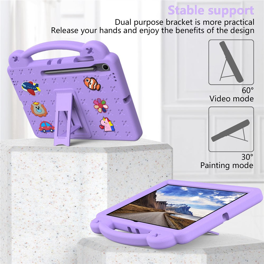 Til Samsung Galaxy Tab S10 FE+ Cover Børne Tegneserie Mønstre Håndgreb Kickstand Tablet EVA Cover