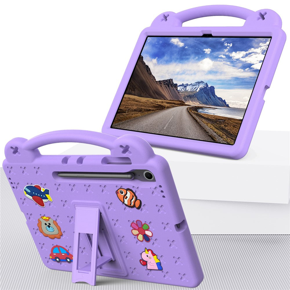 Til Samsung Galaxy Tab S10 FE+ Cover Børne Tegneserie Mønstre Håndgreb Kickstand Tablet EVA Cover