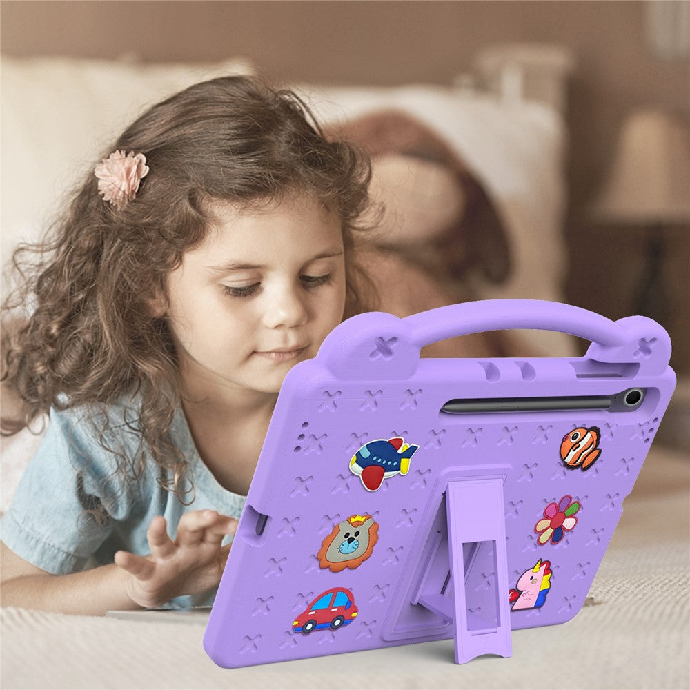 Til Samsung Galaxy Tab S10 FE+ Cover Børne Tegneserie Mønstre Håndgreb Kickstand Tablet EVA Cover