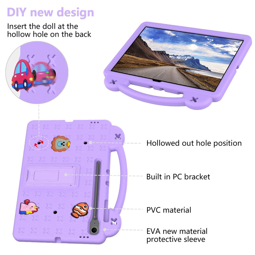 Til Samsung Galaxy Tab S10 FE+ Cover Børne Tegneserie Mønstre Håndgreb Kickstand Tablet EVA Cover