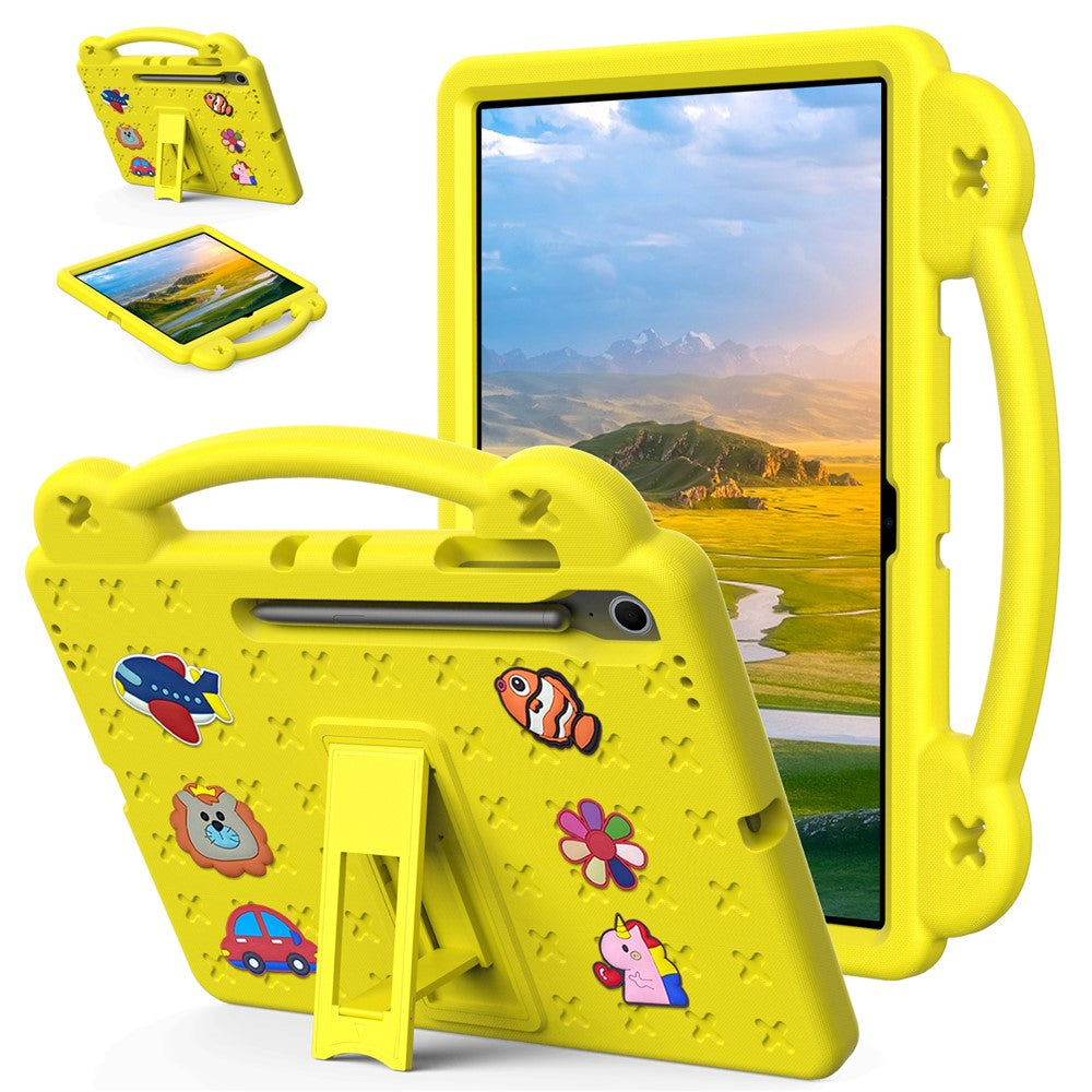 Til Samsung Galaxy Tab S10 FE+ Cover Børne Tegneserie Mønstre Håndgreb Kickstand Tablet EVA Cover