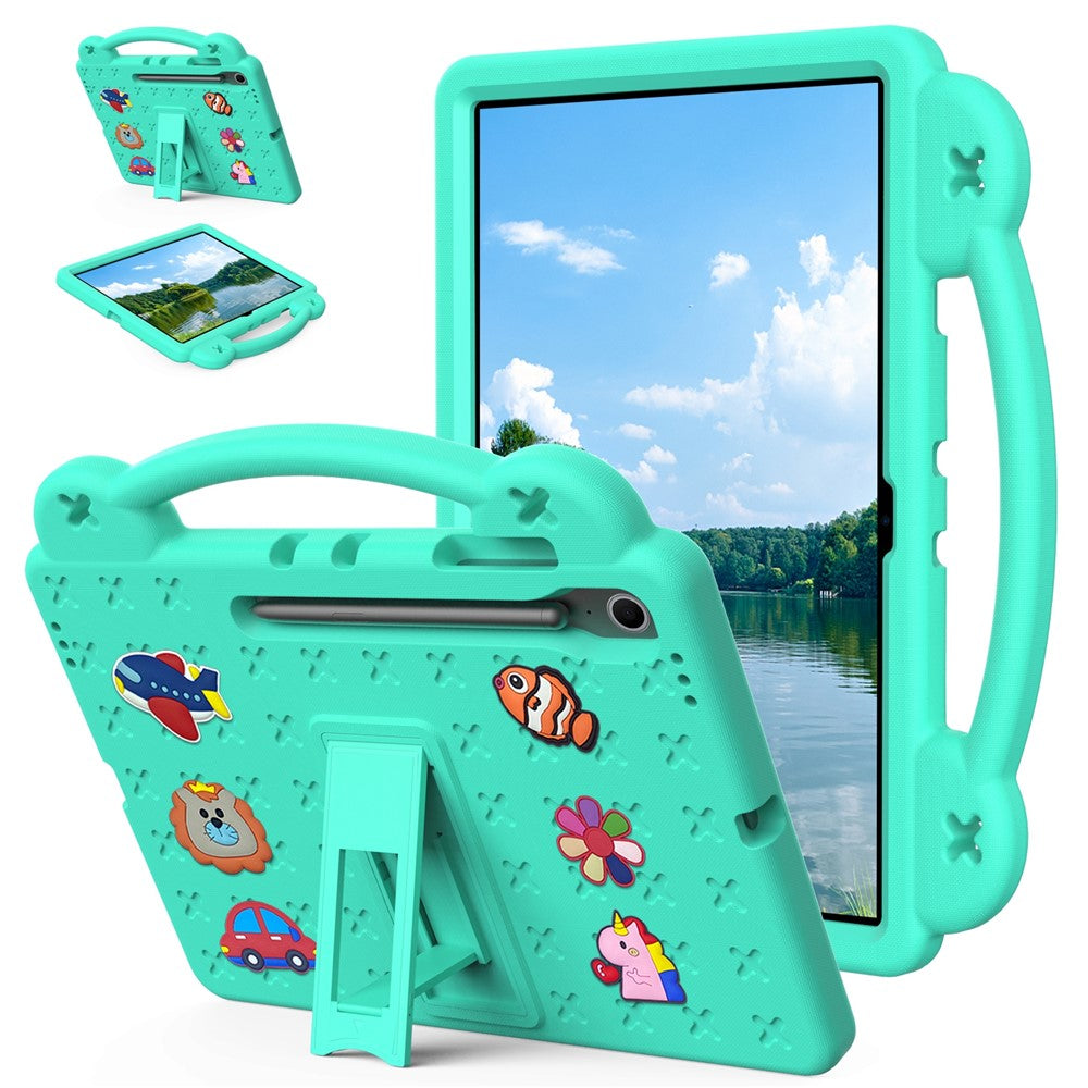 Til Samsung Galaxy Tab S10 FE+ Cover Børne Tegneserie Mønstre Håndgreb Kickstand Tablet EVA Cover