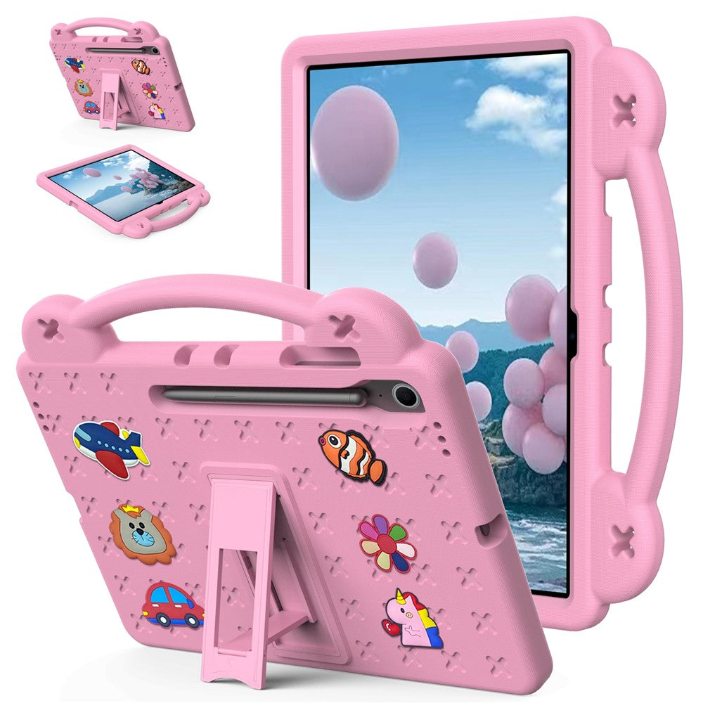Til Samsung Galaxy Tab S10 FE+ Cover Børne Tegneserie Mønstre Håndgreb Kickstand Tablet EVA Cover