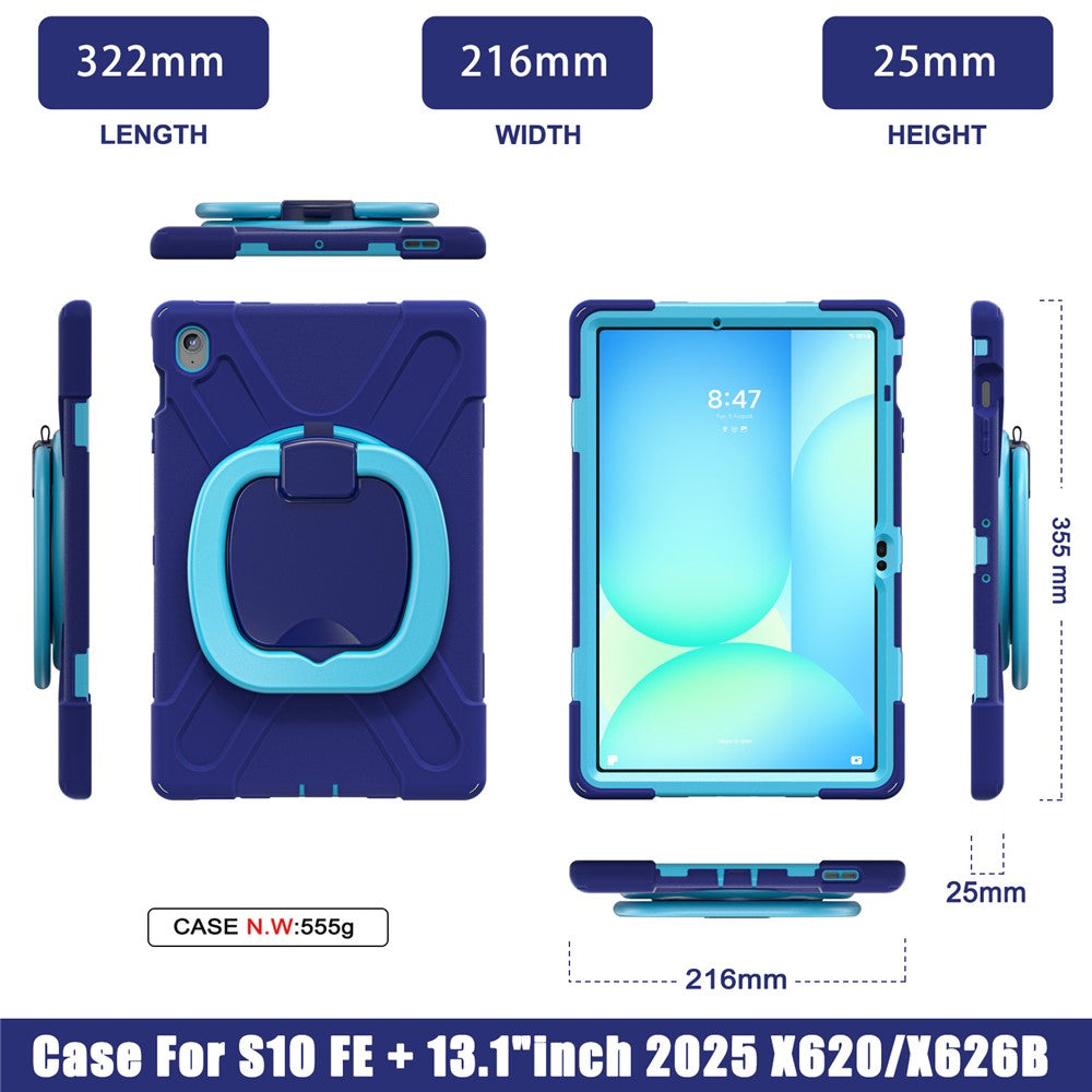 Tabletcover til Samsung Galaxy Tab S10 FE+ SM-X620 / SM-X626B TPU + PC + silikonecover støttefod håndtag greb