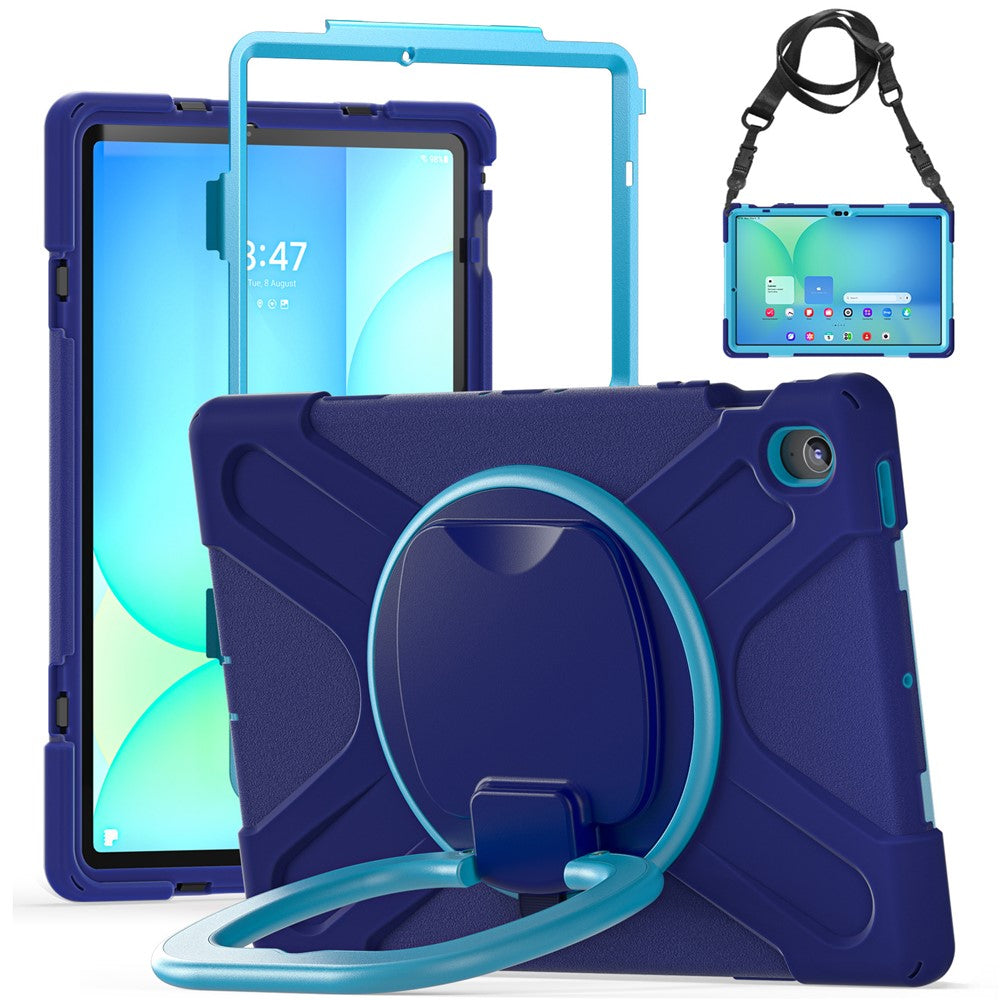 Tablet Case with Shoulder Strap for Samsung Galaxy Tab S10 FE+ SM-X620 / SM-X626B TPU + PC + Silicone Kickstand Cover
