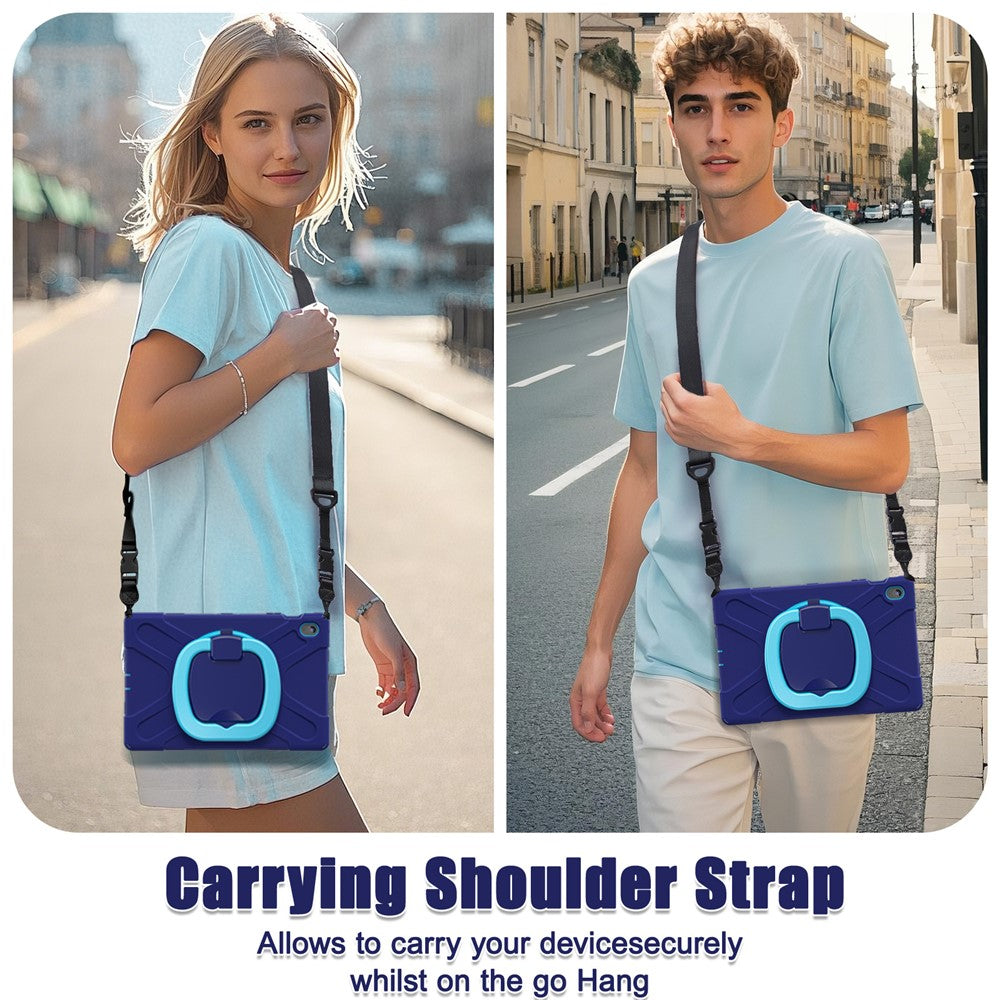 Tablet Case with Shoulder Strap for Samsung Galaxy Tab S10 FE+ SM-X620 / SM-X626B TPU + PC + Silicone Kickstand Cover