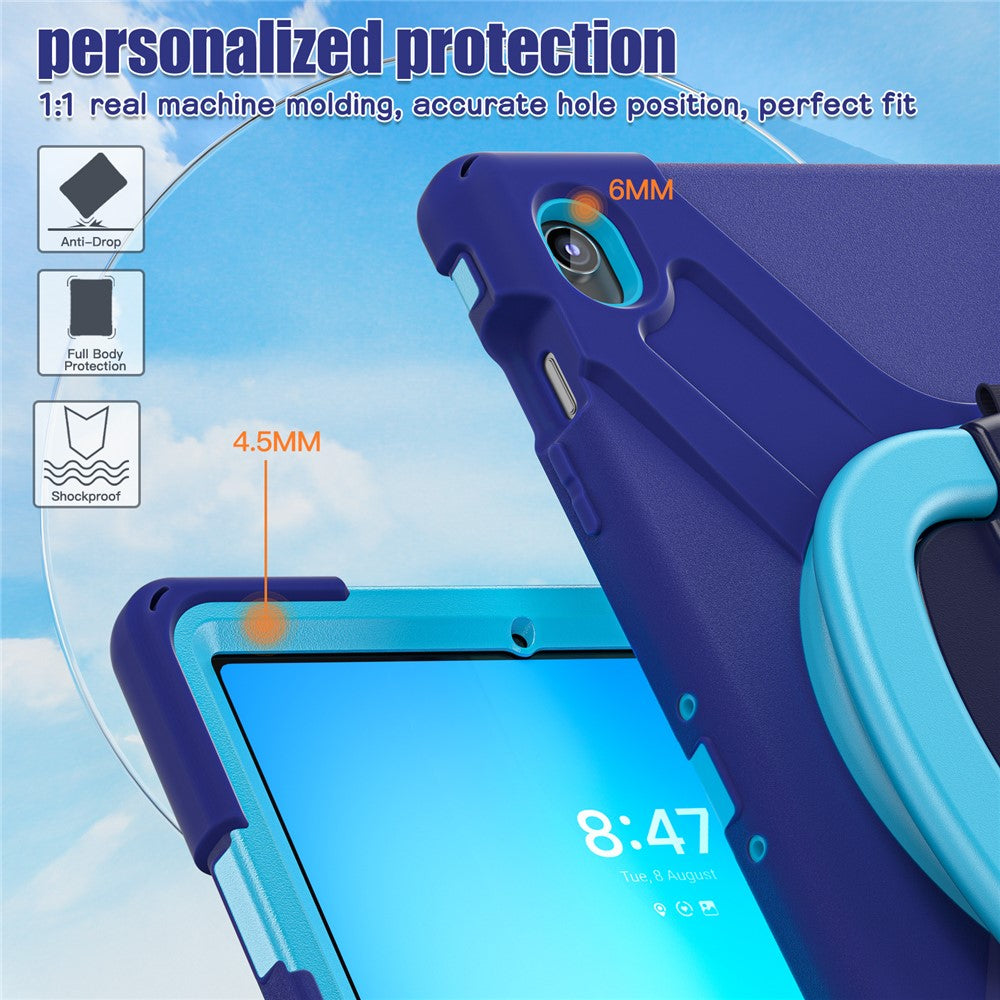 Tablet Case with Shoulder Strap for Samsung Galaxy Tab S10 FE+ SM-X620 / SM-X626B TPU + PC + Silicone Kickstand Cover