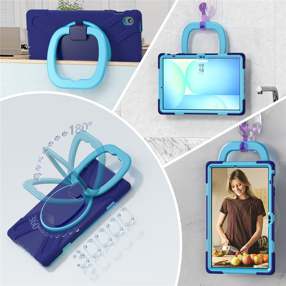 Tablet Case with Shoulder Strap for Samsung Galaxy Tab S10 FE+ SM-X620 / SM-X626B TPU + PC + Silicone Kickstand Cover