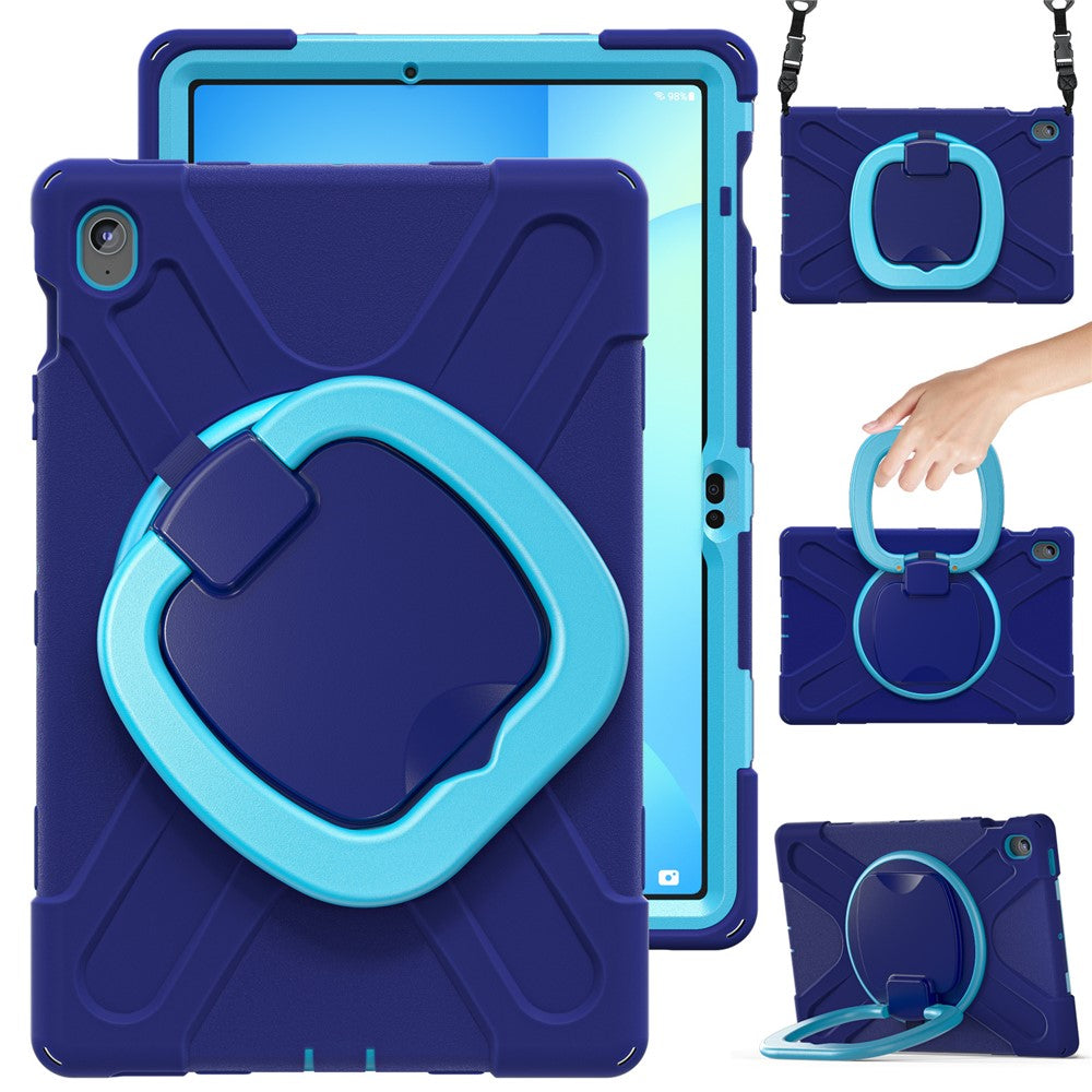 Tablet Case with Shoulder Strap for Samsung Galaxy Tab S10 FE+ SM-X620 / SM-X626B TPU + PC + Silicone Kickstand Cover