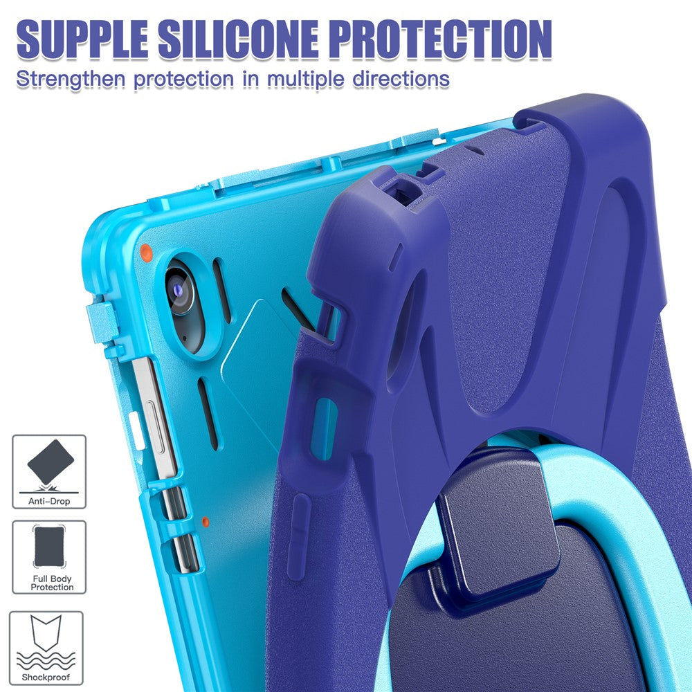 Tablet Case with Shoulder Strap for Samsung Galaxy Tab S10 FE+ SM-X620 / SM-X626B TPU + PC + Silicone Kickstand Cover