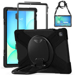 Tablet Case with Shoulder Strap for Samsung Galaxy Tab S10 FE+ SM-X620 / SM-X626B TPU + PC + Silicone Kickstand Cover