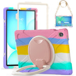 Tablet Case with Shoulder Strap for Samsung Galaxy Tab S10 FE+ SM-X620 / SM-X626B TPU + PC + Silicone Kickstand Cover