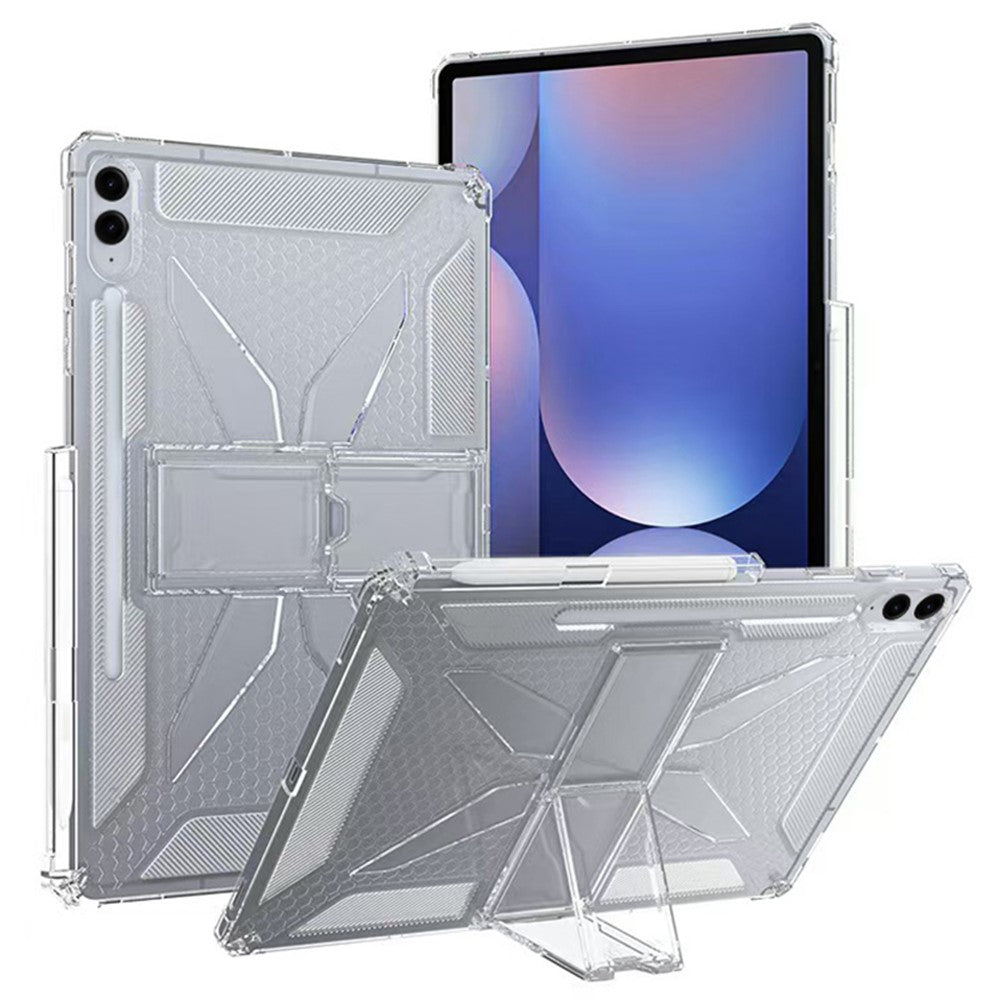 For Samsung Galaxy Tab S10 FE  /  S9 FE Clear Case Kickstand Shockproof TPU + PC Tablet Cover with Pen Slot