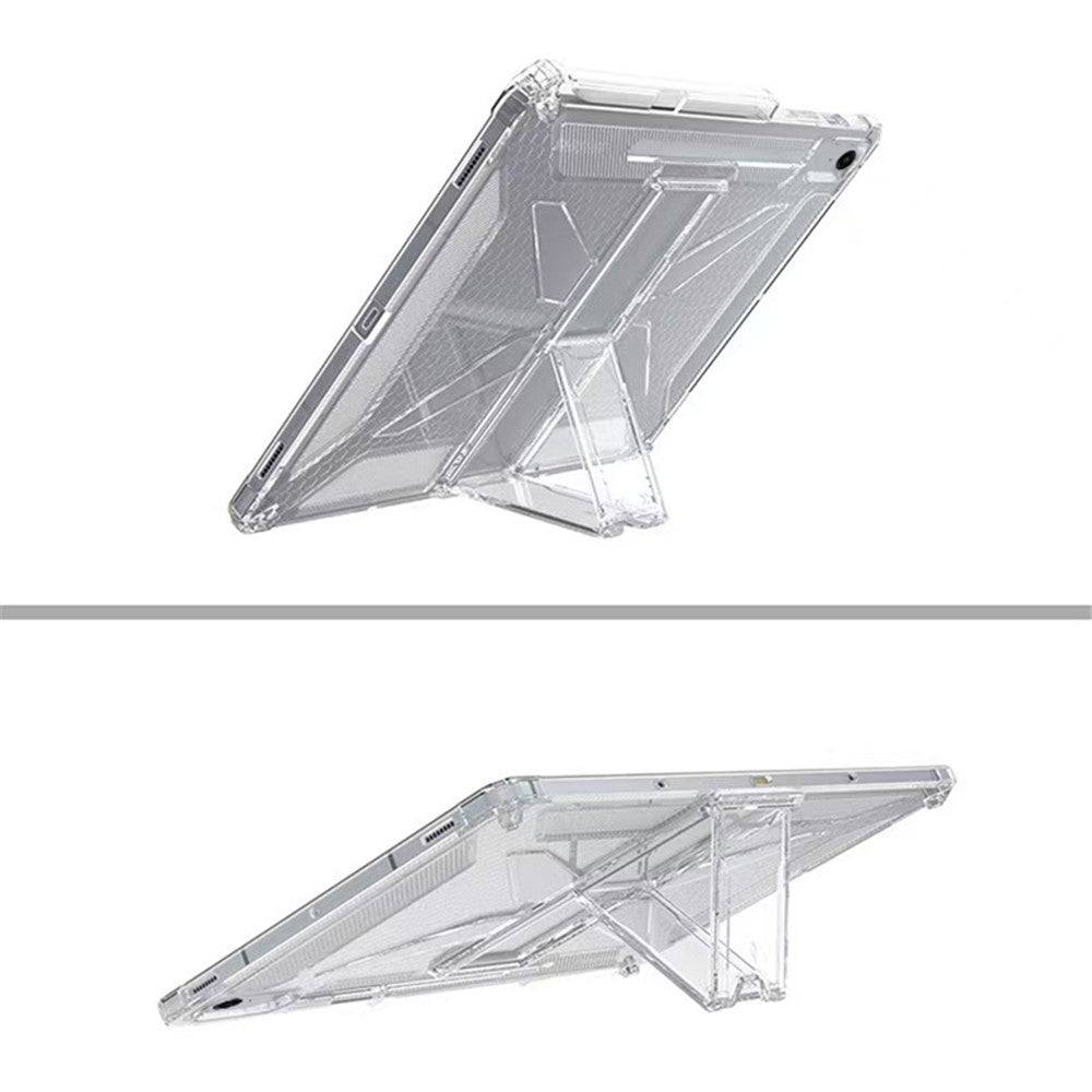 For Samsung Galaxy Tab S10 FE+ Clear Case Kickstand Shockproof TPU + PC Tablet Cover with Pen Slot