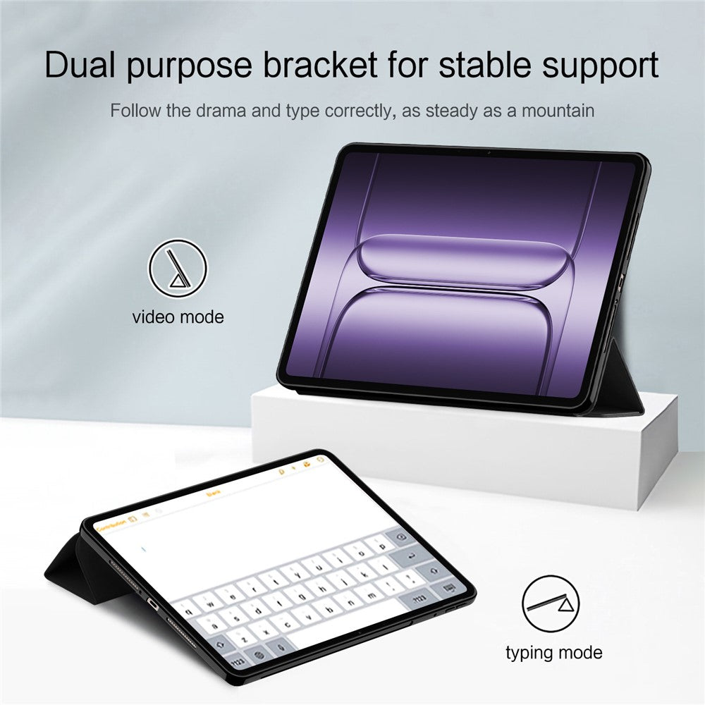 For OnePlus Pad 2 Pro Case PU Leather TPU Back Trifold Stand Tablet Cover