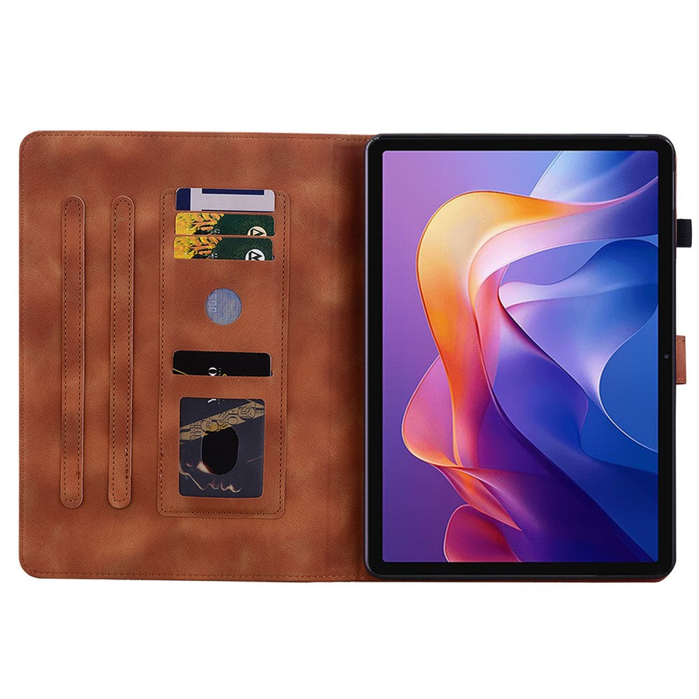 For Xiaomi Redmi Pad 2 11 Case Lily Flower Imprint Card Slots Leather Tablet Cover