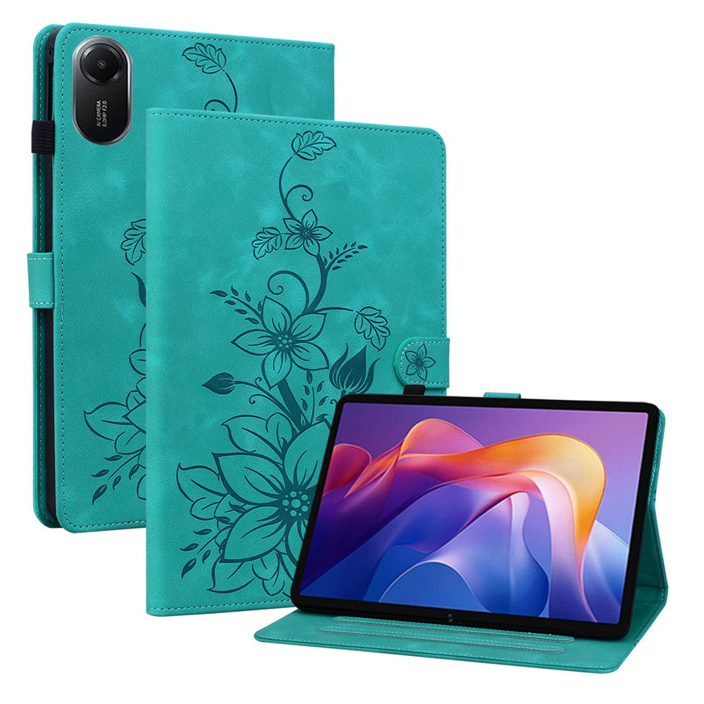 For Xiaomi Redmi Pad 2 11 Case Lily Flower Imprint Card Slots Leather Tablet Cover