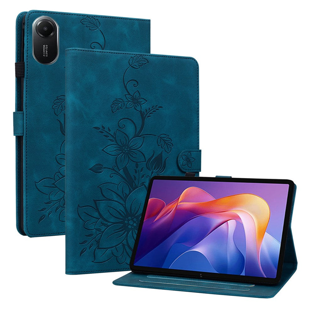 For Xiaomi Redmi Pad 2 11 Case Lily Flower Imprint Card Slots Leather Tablet Cover