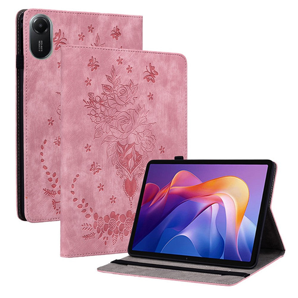 For Xiaomi Redmi Pad 2 11 Case Card Holder Anti-Scratch Leather Cover Rose Flower Imprint