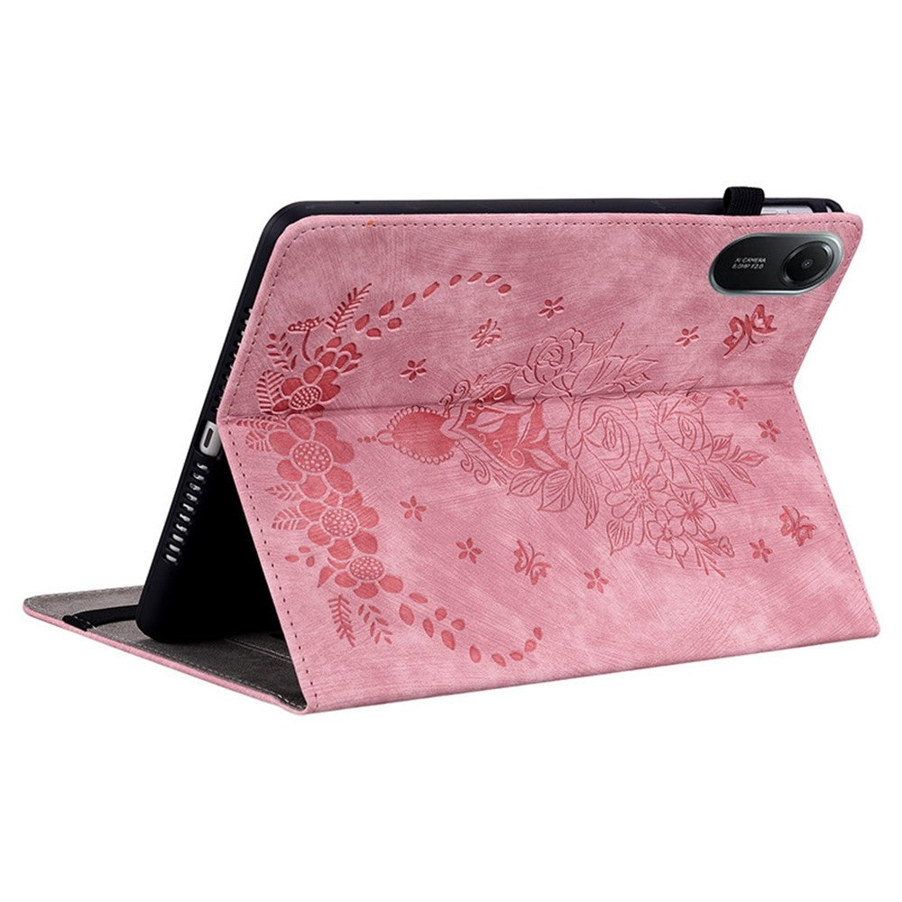 For Xiaomi Redmi Pad 2 11 Case Card Holder Anti-Scratch Leather Cover Rose Flower Imprint