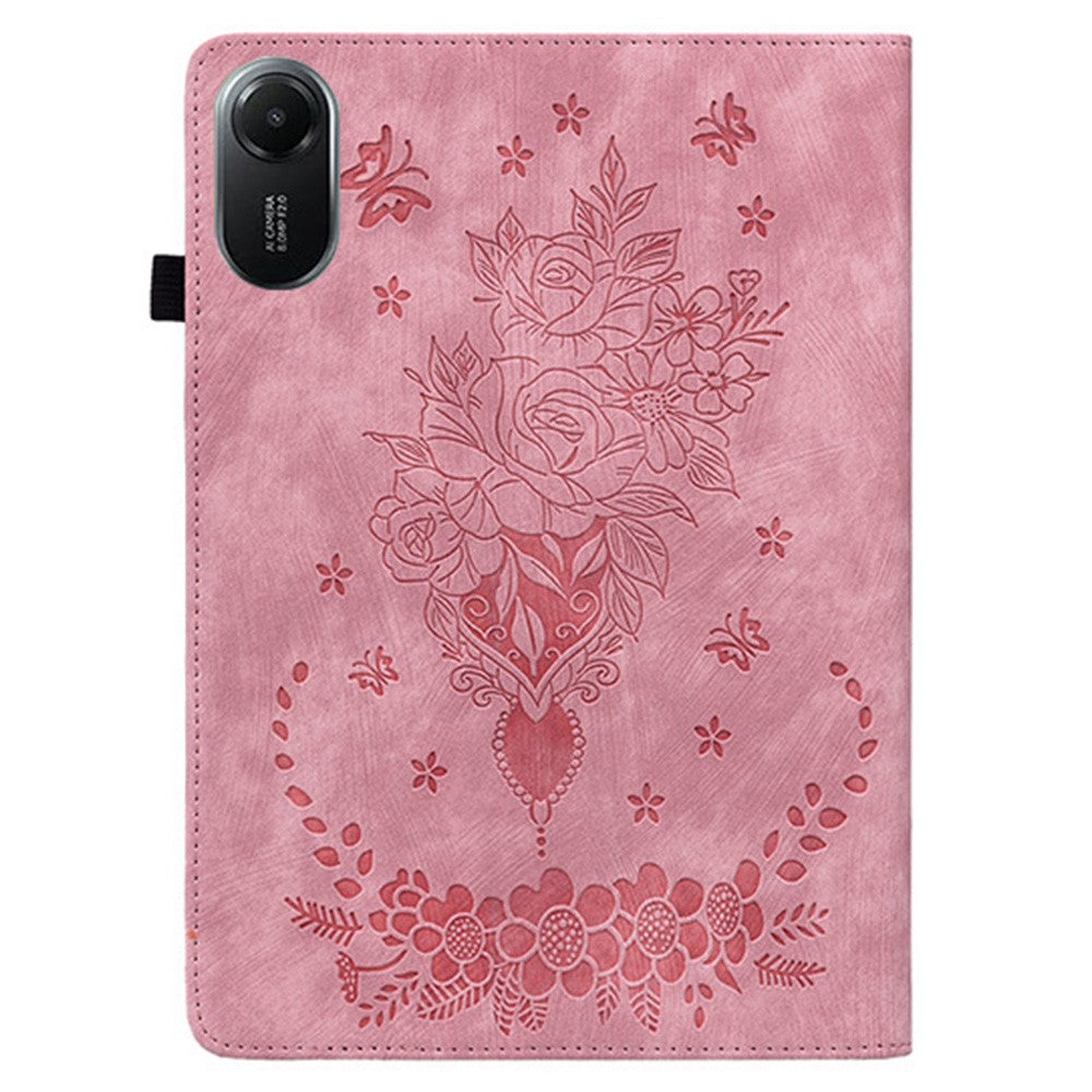 For Xiaomi Redmi Pad 2 11 Case Card Holder Anti-Scratch Leather Cover Rose Flower Imprint