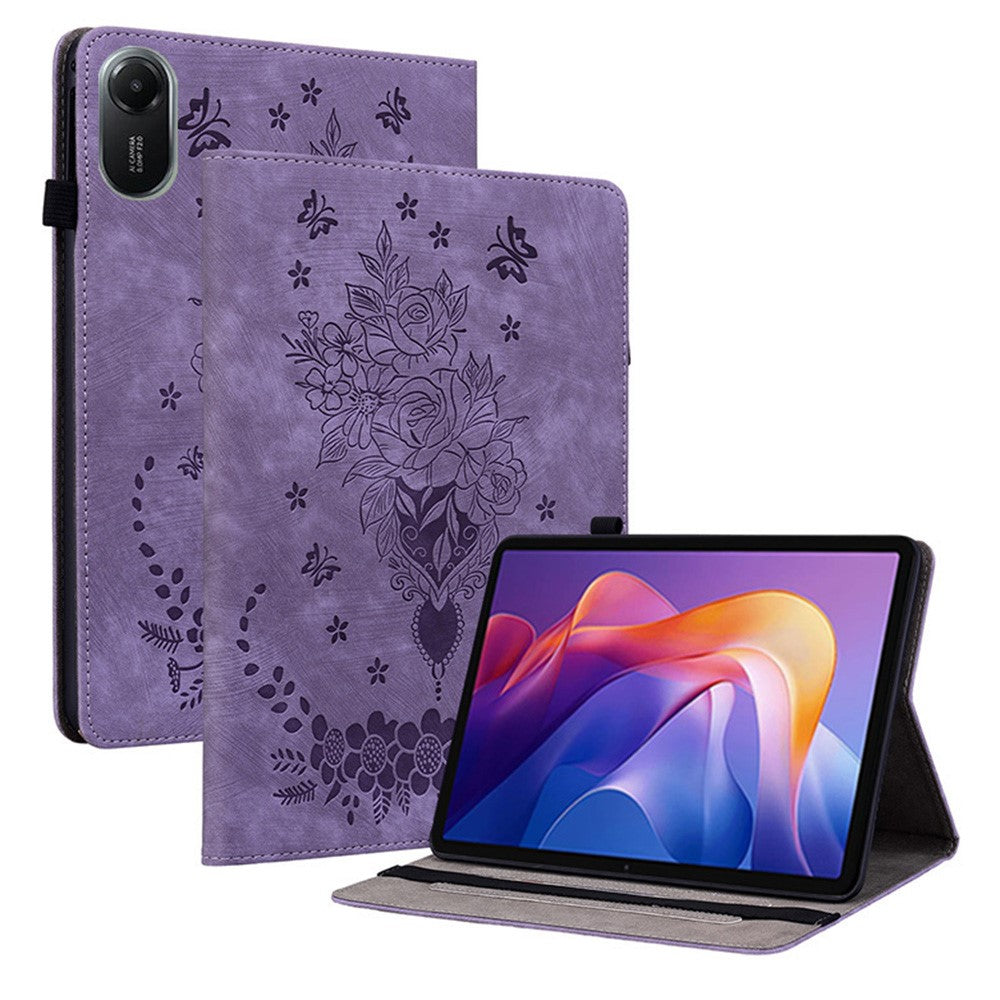 For Xiaomi Redmi Pad 2 11 Case Card Holder Anti-Scratch Leather Cover Rose Flower Imprint