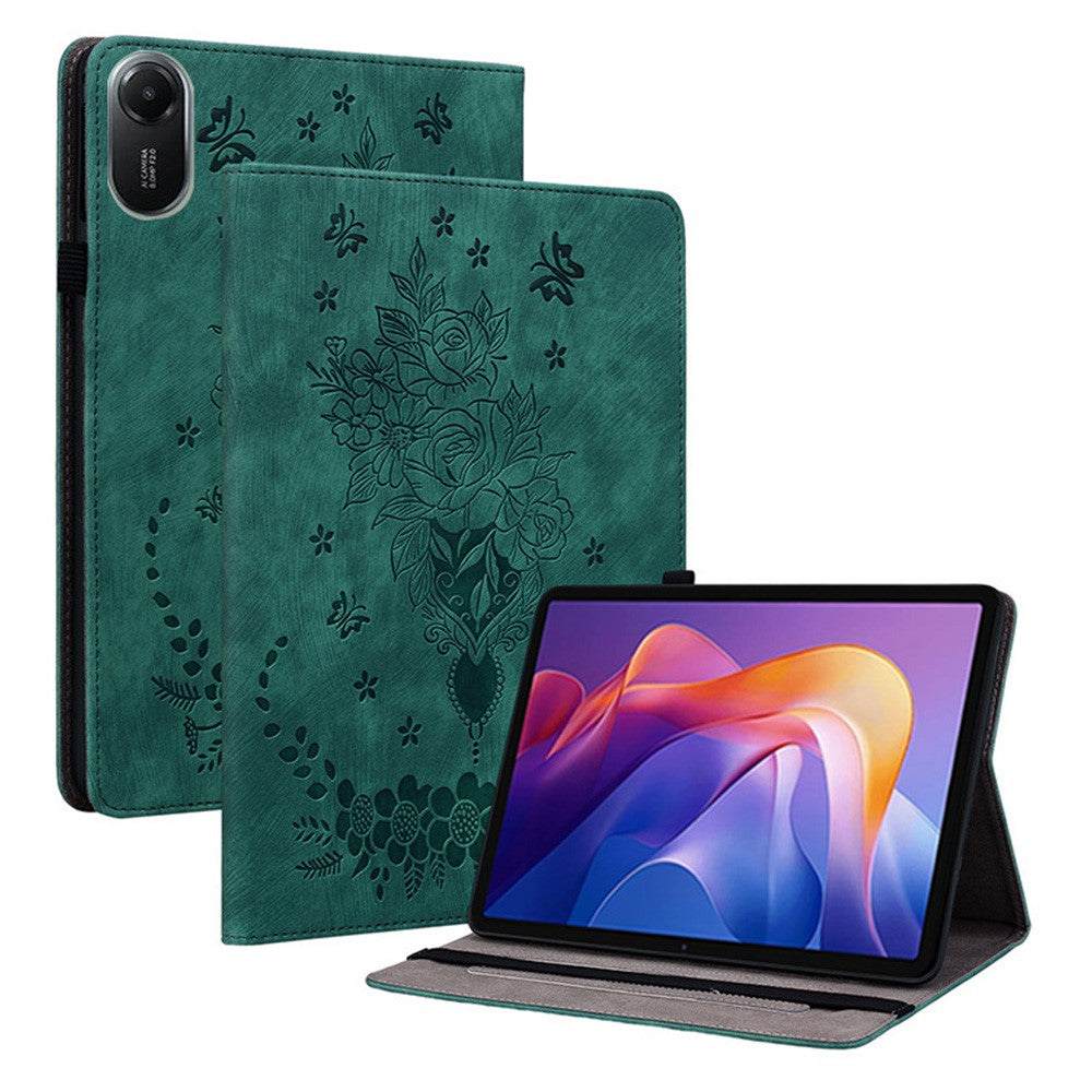 For Xiaomi Redmi Pad 2 11 Case Card Holder Anti-Scratch Leather Cover Rose Flower Imprint