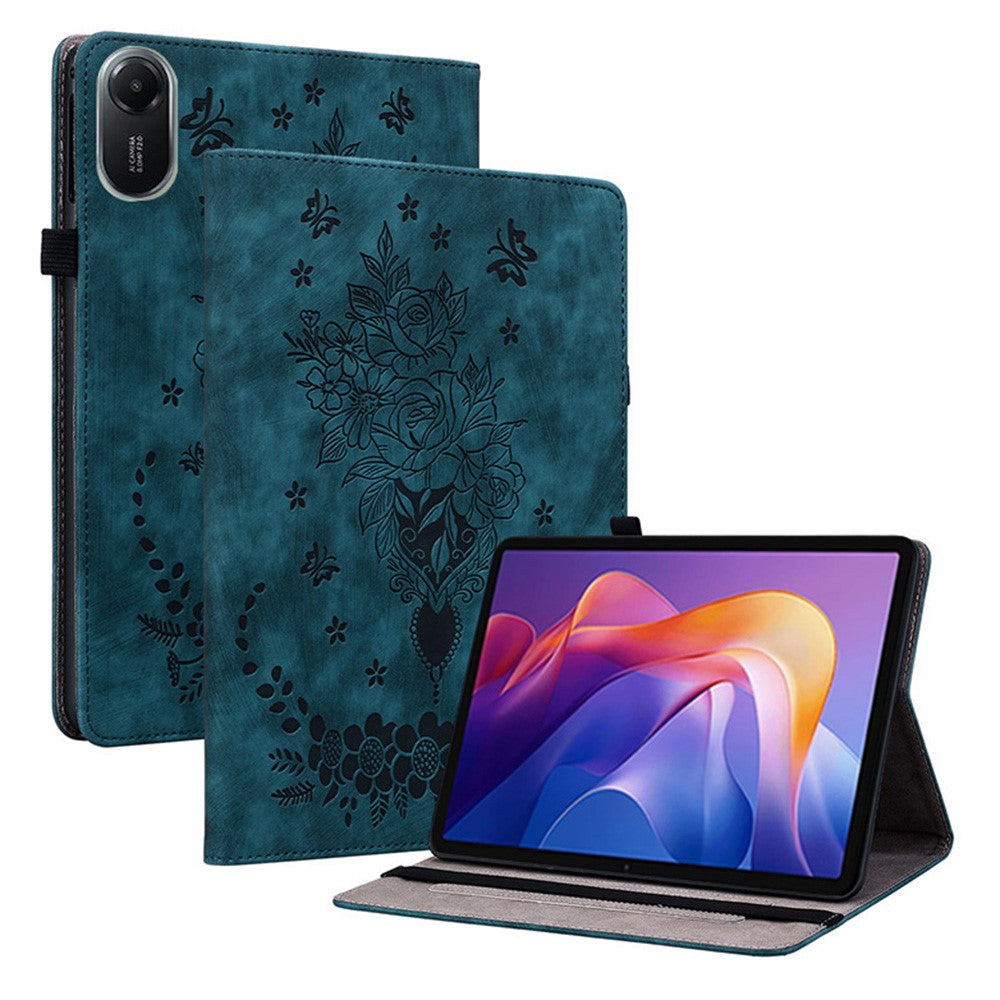 For Xiaomi Redmi Pad 2 11 Case Card Holder Anti-Scratch Leather Cover Rose Flower Imprint