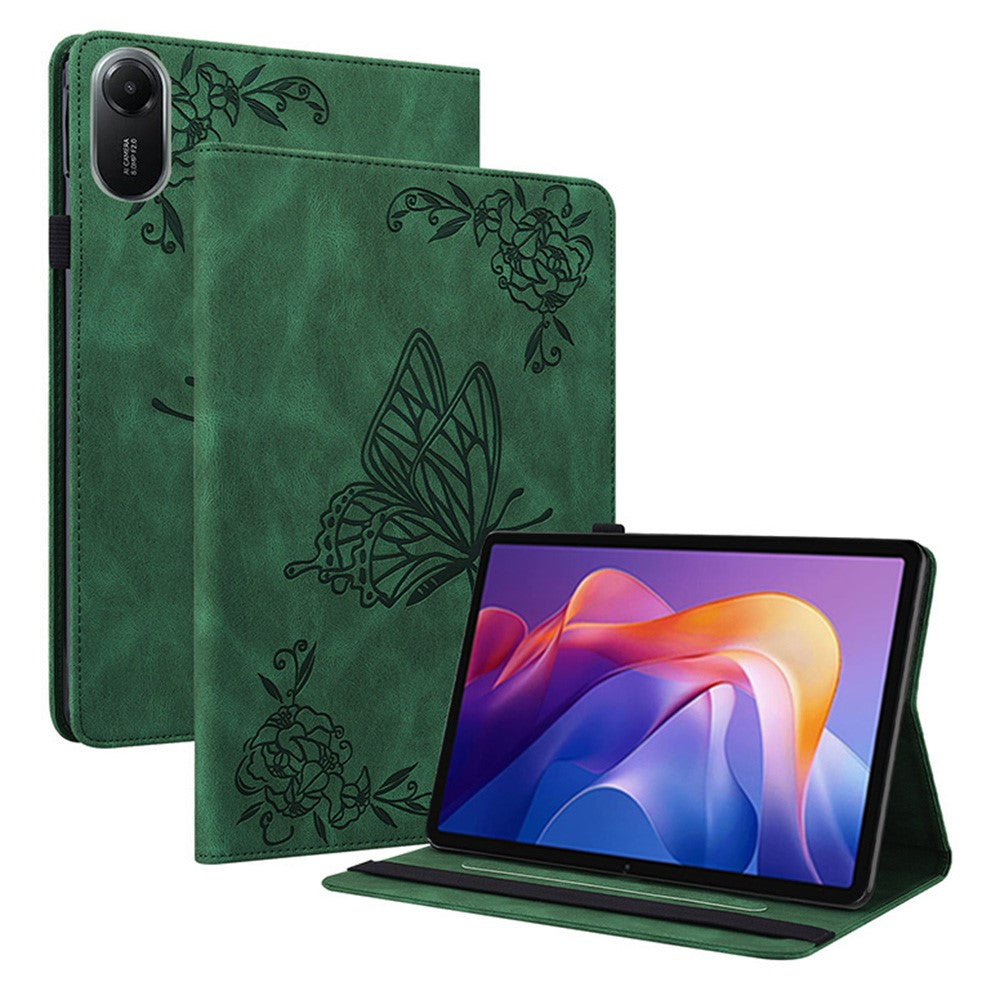 For Xiaomi Redmi Pad 2 11 Case Butterfly Flower Imprint PU Leather Tablet Cover with Card Slots