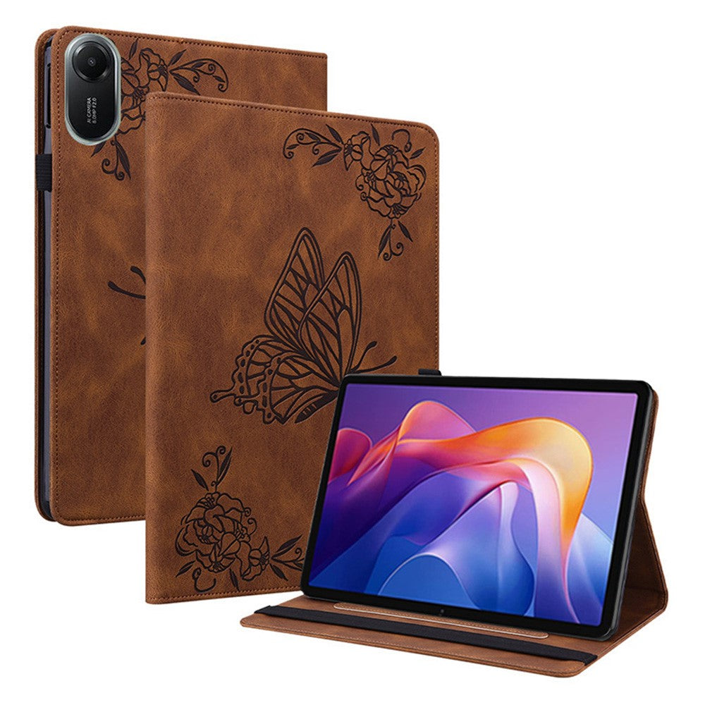 For Xiaomi Redmi Pad 2 11 Case Butterfly Flower Imprint PU Leather Tablet Cover with Card Slots