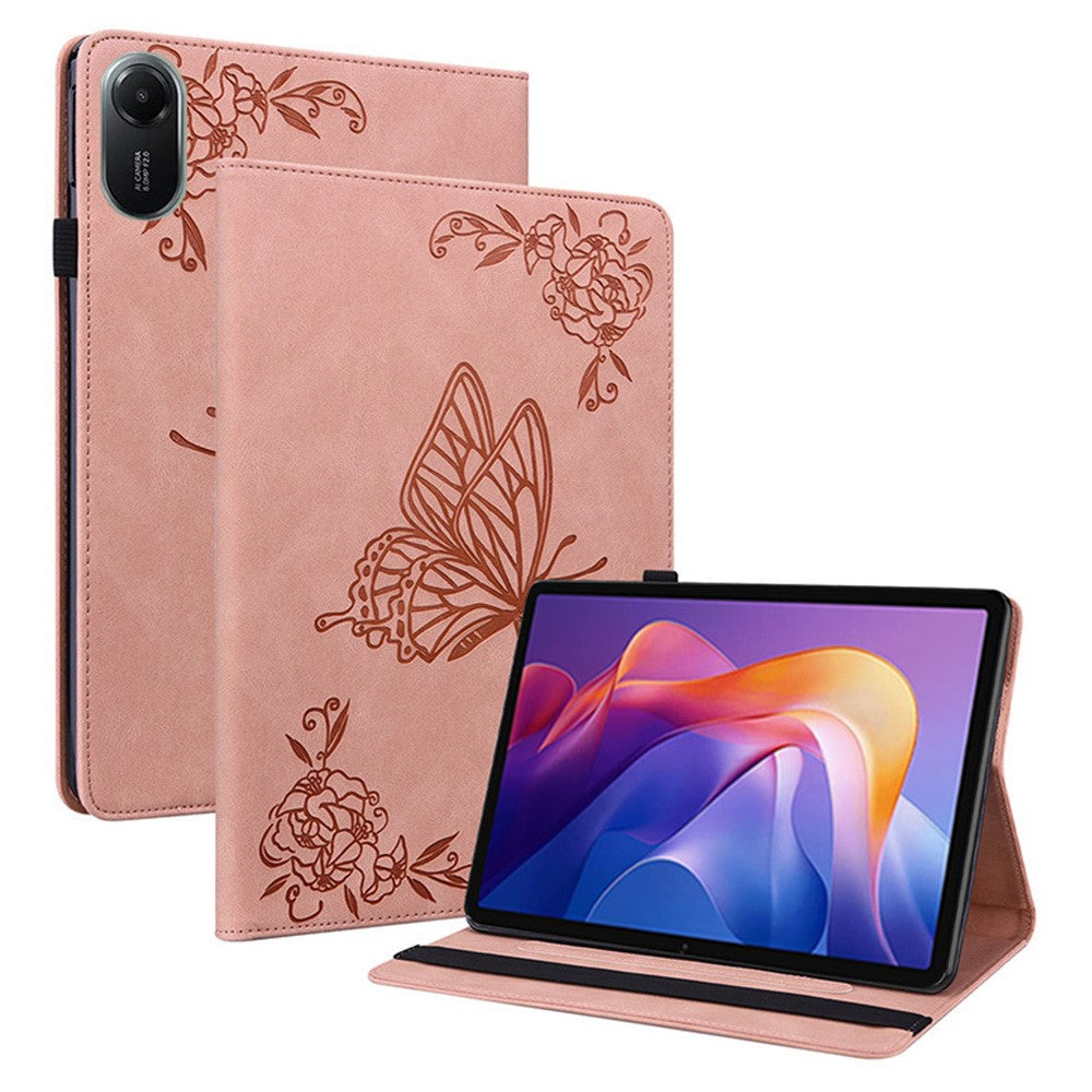 For Xiaomi Redmi Pad 2 11 Case Butterfly Flower Imprint PU Leather Tablet Cover with Card Slots
