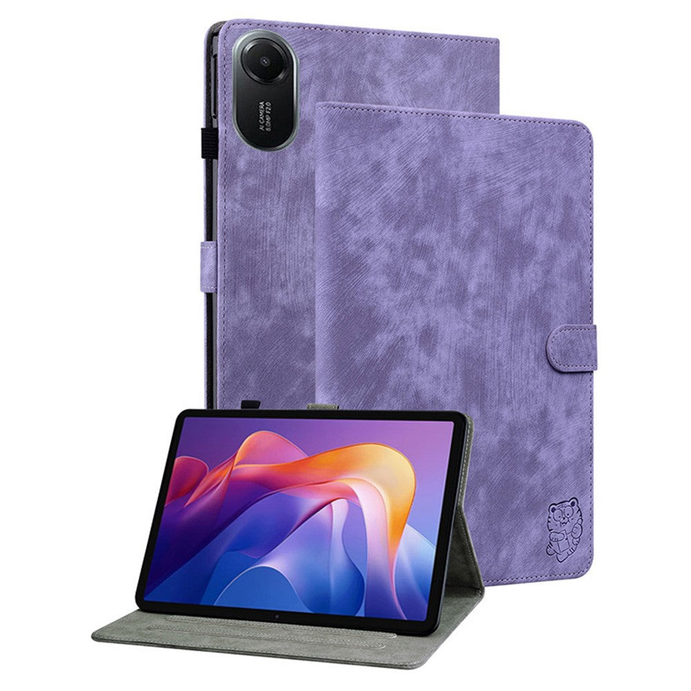 For Xiaomi Redmi Pad 2 11 Case Tiger Imprint Anti-Scratch PU Leather Tablet Cover