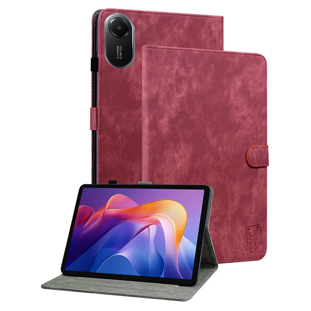 For Xiaomi Redmi Pad 2 11 Case Tiger Imprint Anti-Scratch PU Leather Tablet Cover