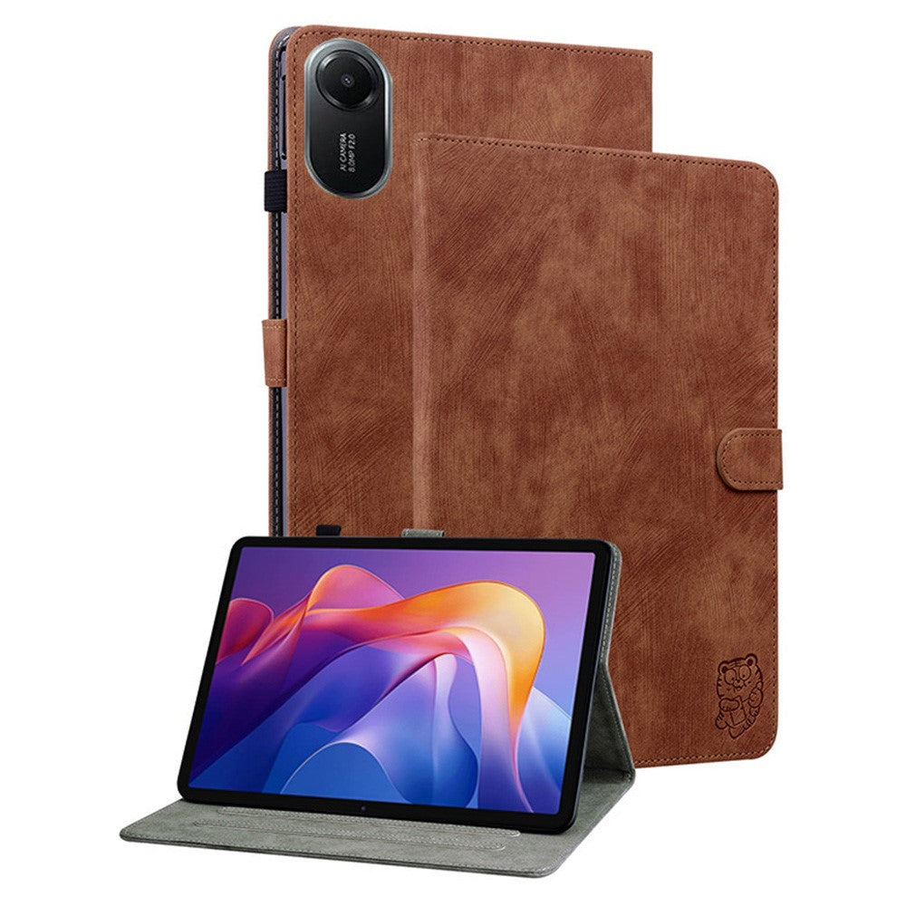 For Xiaomi Redmi Pad 2 11 Case Tiger Imprint Anti-Scratch PU Leather Tablet Cover