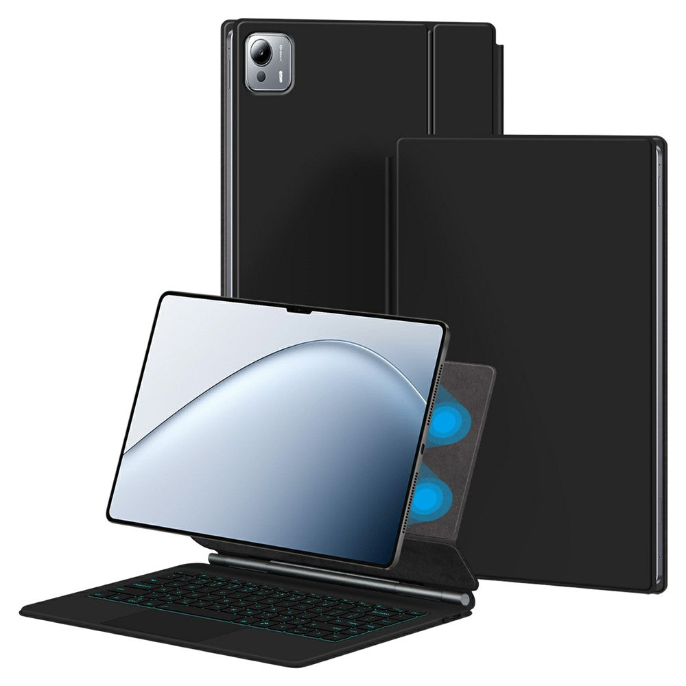 For Xiaomi Pad 7 Ultra Magnetic Floating Bluetooth-Compatible Keyboard (English) + Leather Tablet Case