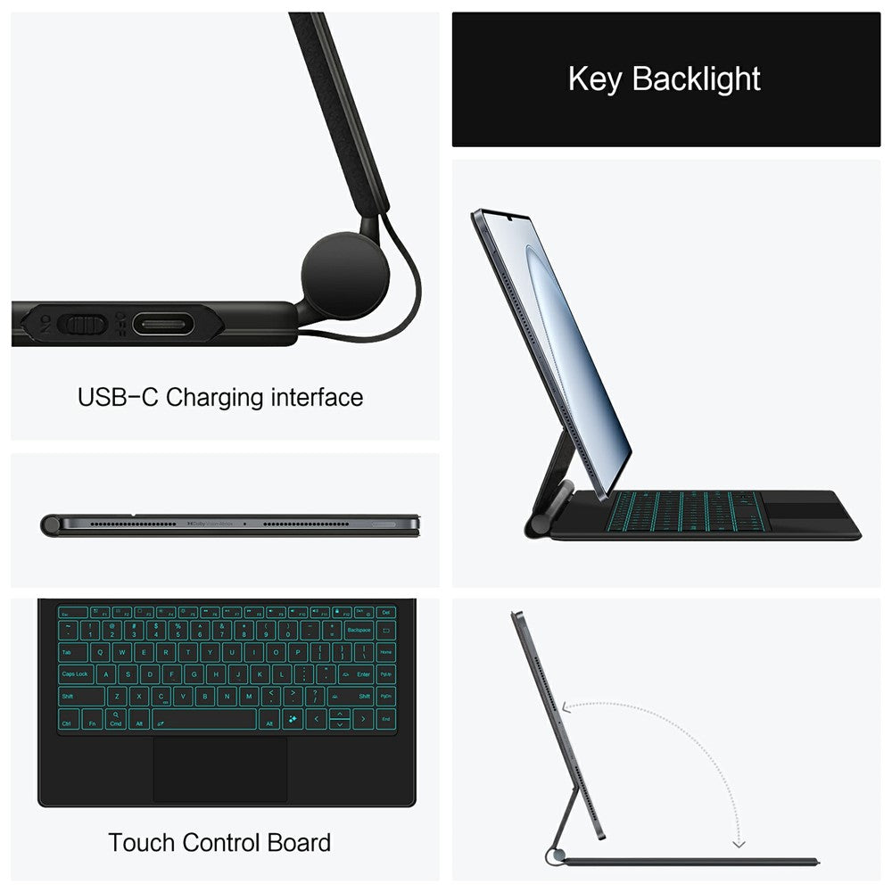 For Xiaomi Pad 7 Ultra Magnetic Floating Bluetooth-Compatible Keyboard (English) + Leather Tablet Case