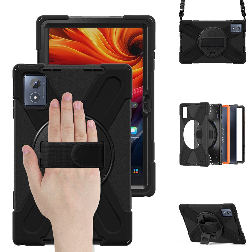 For Lenovo Tab K11 Plus / Zhaoyang K11 B352FU, TB230XC Kickstand Case TPU PC Silicone Tablet Cover with Shoulder Strap
