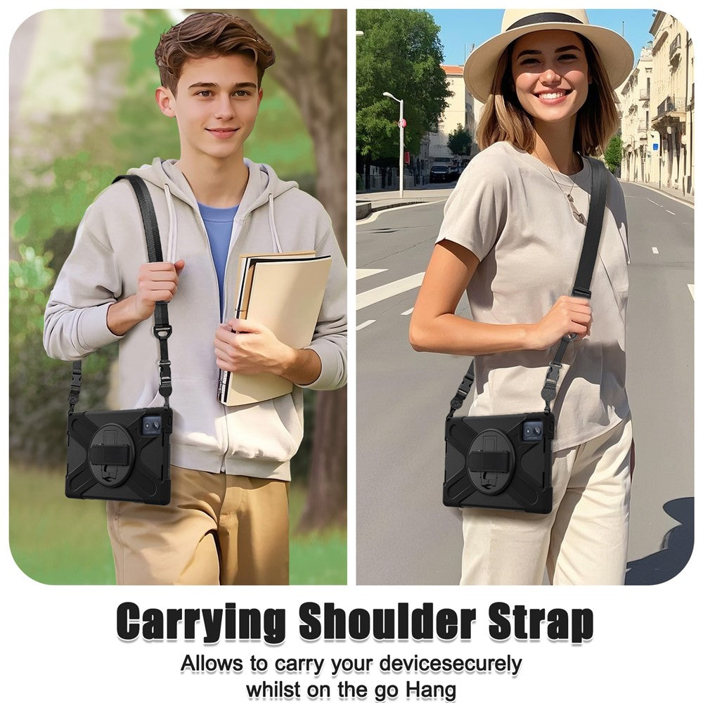 For Lenovo Tab K11 Plus / Zhaoyang K11 B352FU, TB230XC Kickstand Case TPU PC Silicone Tablet Cover with Shoulder Strap