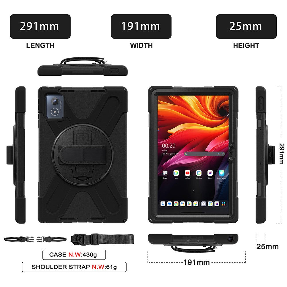 For Lenovo Tab K11 Plus / Zhaoyang K11 B352FU, TB230XC Kickstand Case TPU PC Silicone Tablet Cover with Shoulder Strap