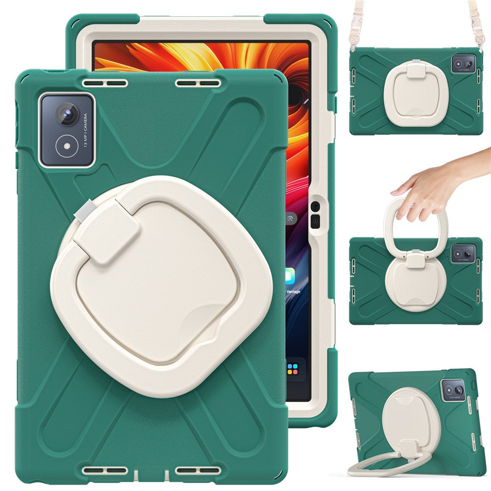 For Lenovo Tab K11 Plus / Zhaoyang K11 B352FU, TB230XC Case with Shoulder Strap TPU + PC + Silicone Kickstand Tablet Cover
